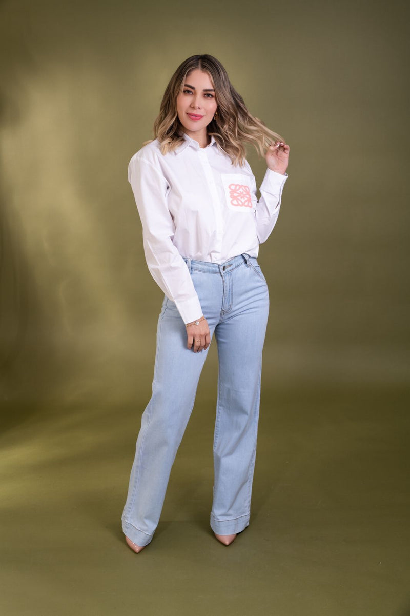 Mezclilla Pantalon Recto Para Dama Pantalon Recto Mezclilla Mujer