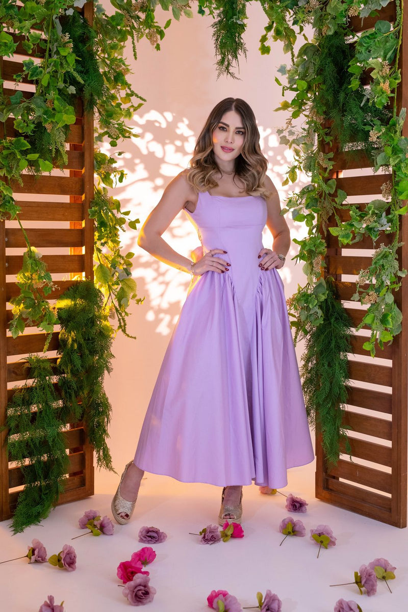 Color Lila Vestido De Lindo Vestido Sin Línea Mujer Color Lila