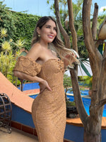 VESTIDO BEIGE CROCHET LARGO