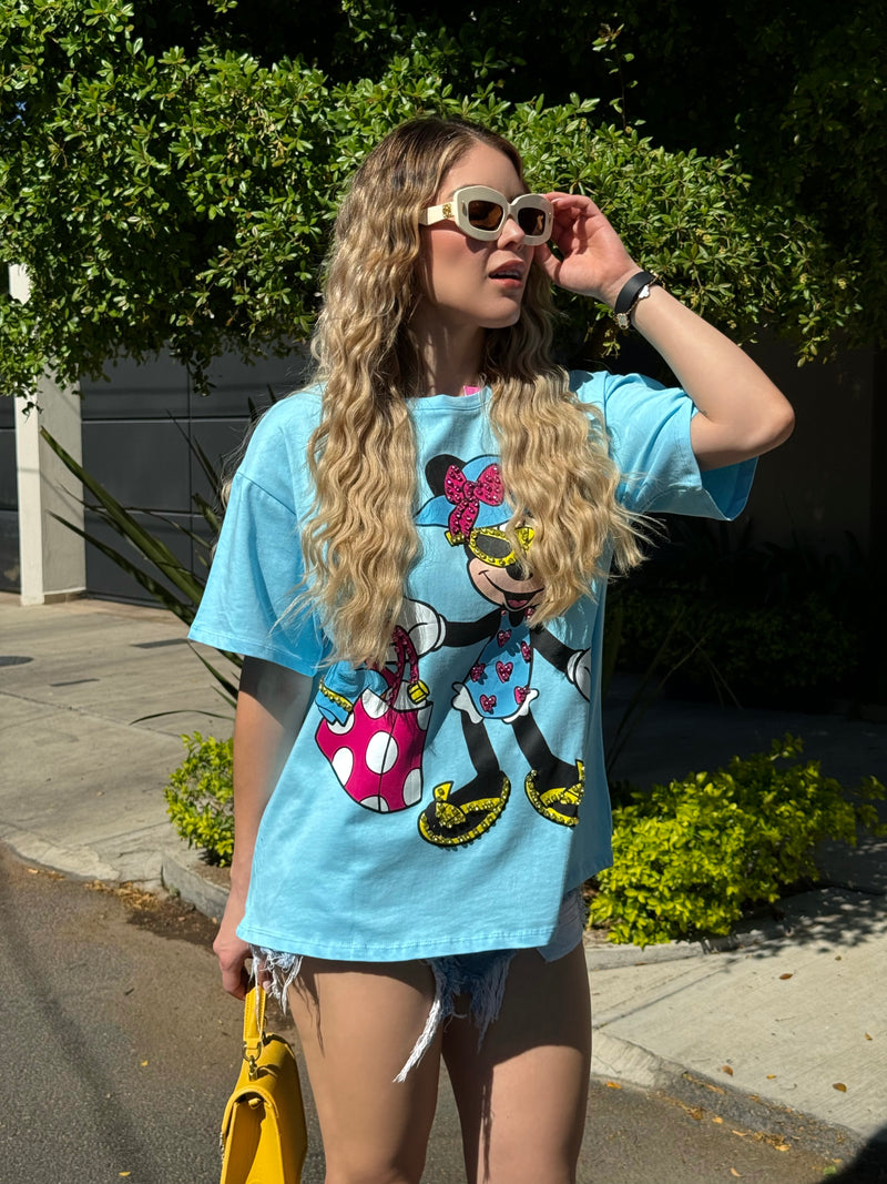 PLAYERA AZUL MINNIE