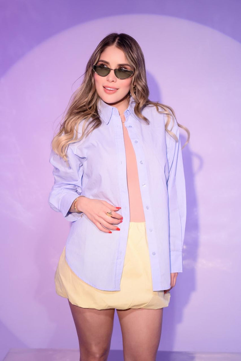 CAMISA AZUL MANAGA LARGA