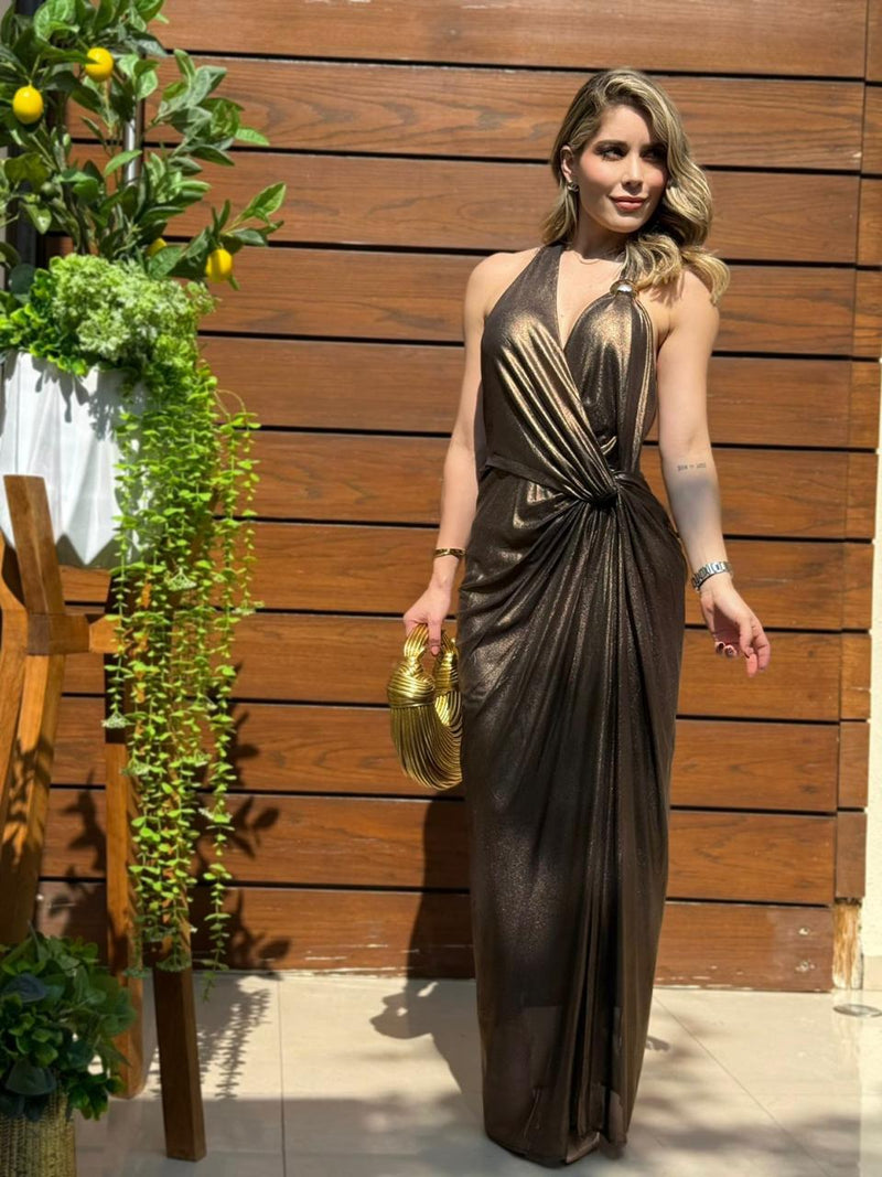 VESTIDO CAFE ABERTURA PIERNA