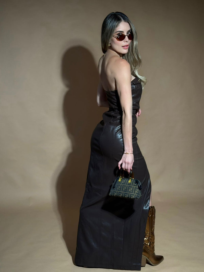 VESTIDO CAFE VINIPIEL LAPIZ