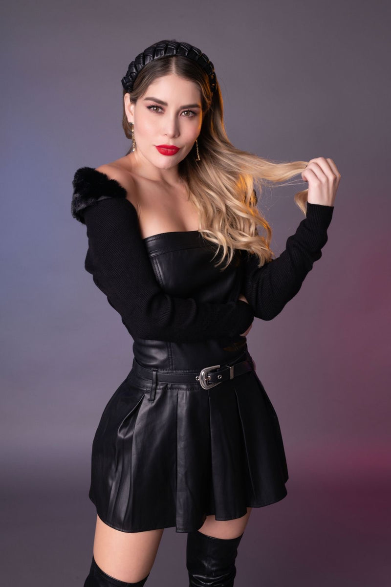 VESTIDO NEGRO VINIPIEL STRAPLE