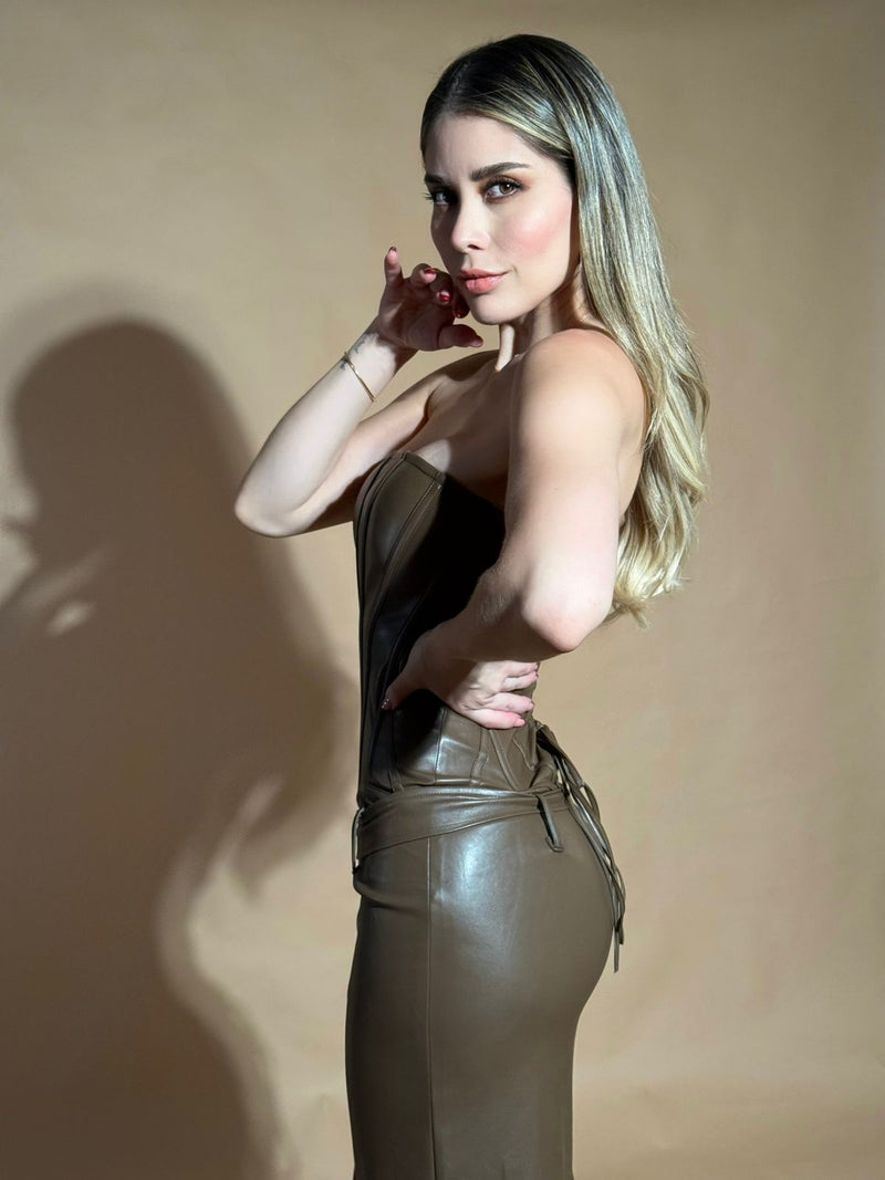 VESTIDO CAFE VINIPIEL LAPIZ