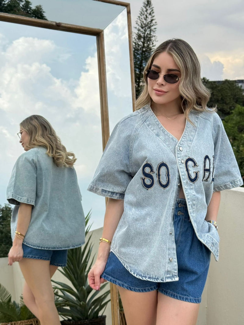 CAMISA MEZCLILLA MANGA CORTA