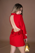 VESTIDO BLAZER ROJO ESCOTE EN V