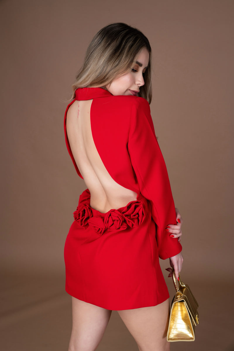 VESTIDO BLAZER ROJO ESCOTE EN V