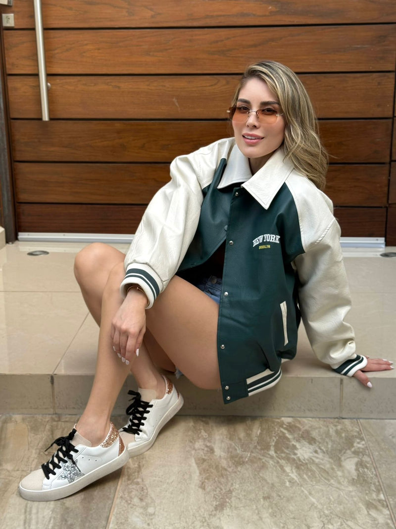 CHAMARRA VERDE VINIPIEL BOMBER