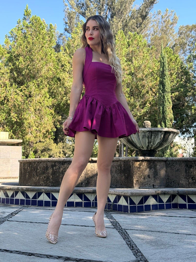 VESTIDO MAGENTA GLOBO