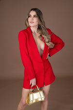 VESTIDO BLAZER ROJO ESCOTE EN V