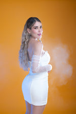 VESTIDO BLANCO STRAPLE PERLAS