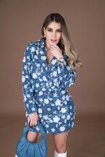 SET AZUL FLORES CON LENTEJUELA