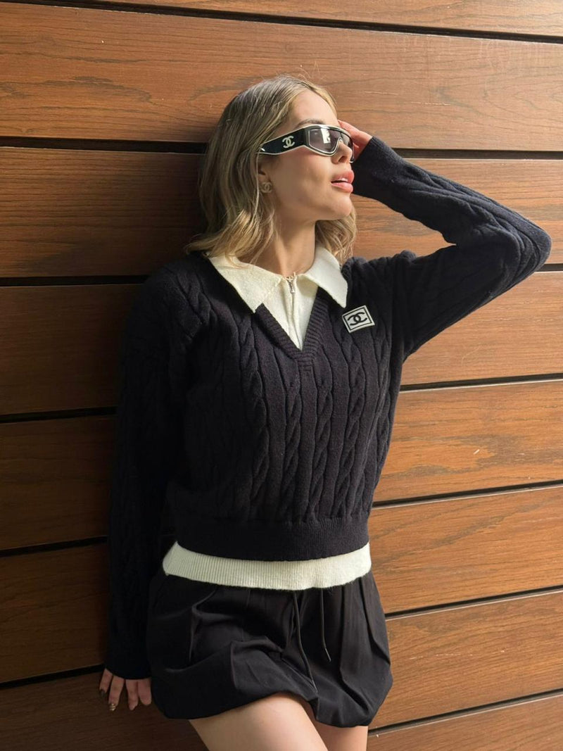 SUTER NEGRO INSPO CHANEL
