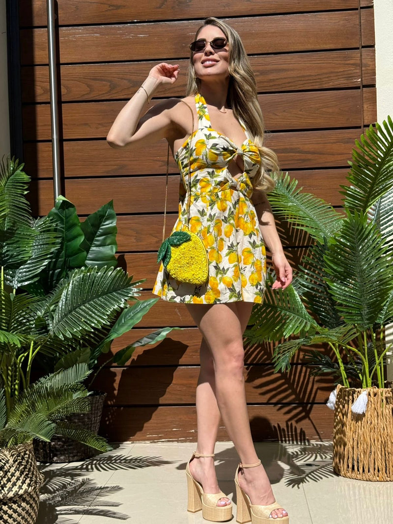 VESTIDO CORTO LIMONES