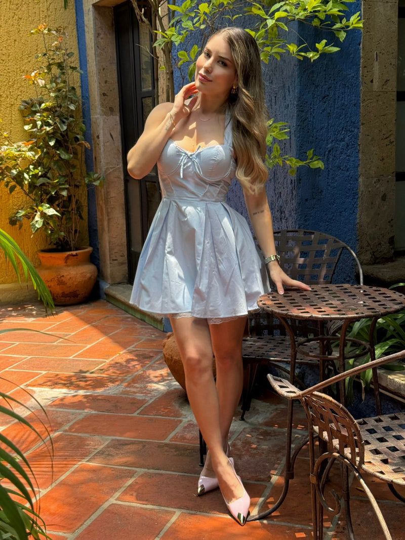 VESTIDO AZUL CORTE A