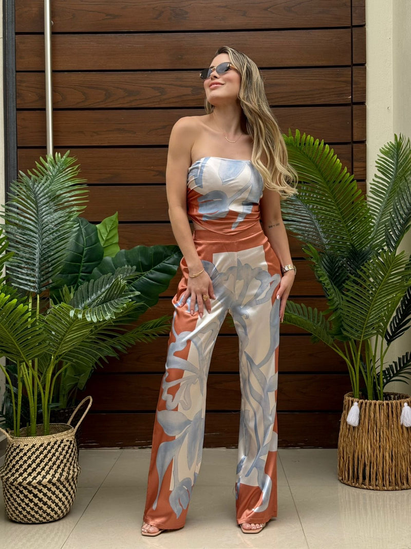 SET PANTALON SATINADO GRECAS