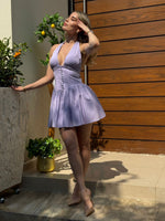 VESTIDO LILA BOTONES