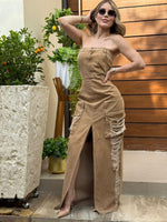 VESTIDO CAFE MEZCLILLA