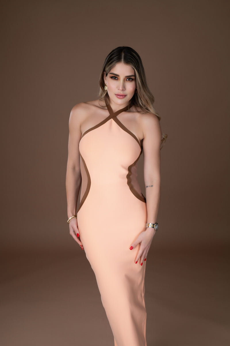 VESTIDO BANDAGE SALMON