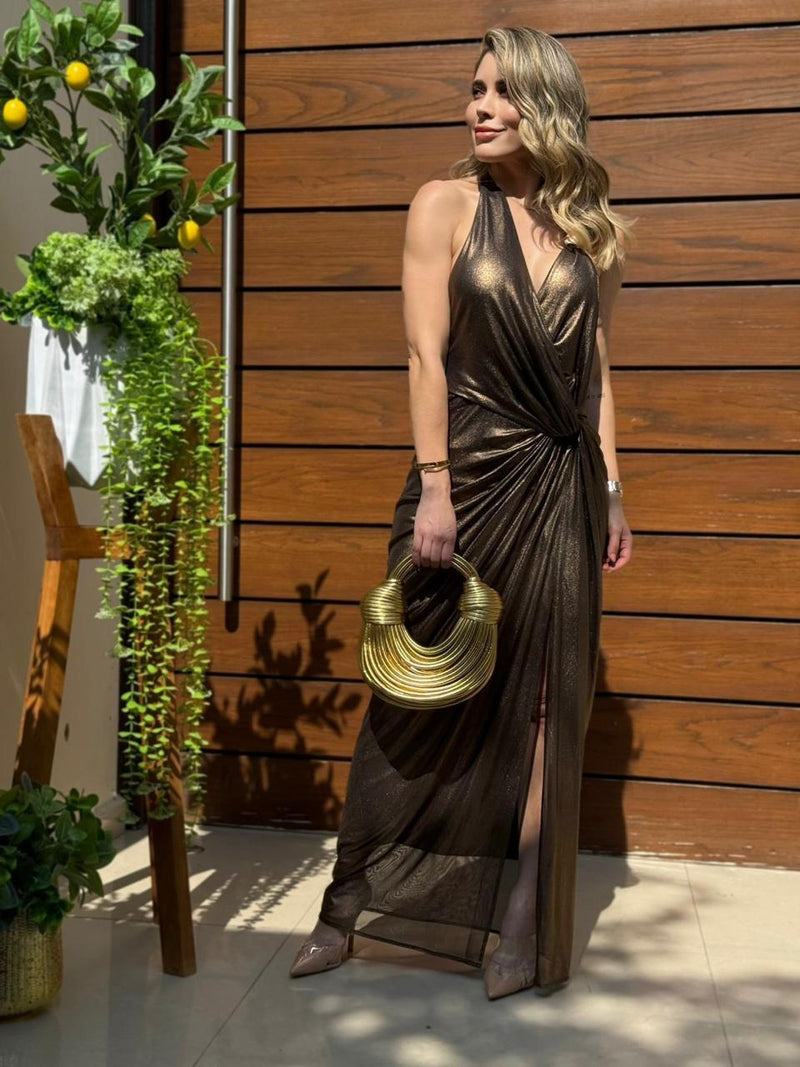 VESTIDO CAFE ABERTURA PIERNA