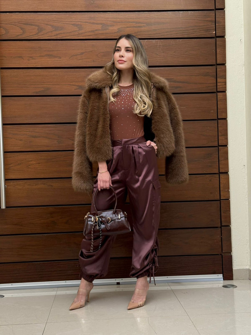 PANTIBLUSA CAFE CRISTALES