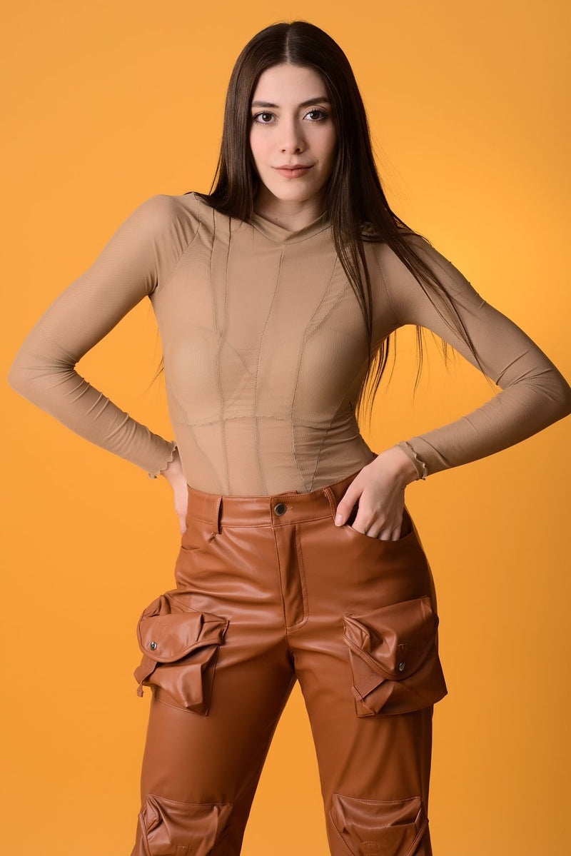 PANTIBLUSA BEIGE TRANSPARENCIA