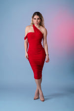 VESTIDO ROJO TIRANTE CRUZADO