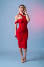 VESTIDO ROJO TIRANTE CRUZADO