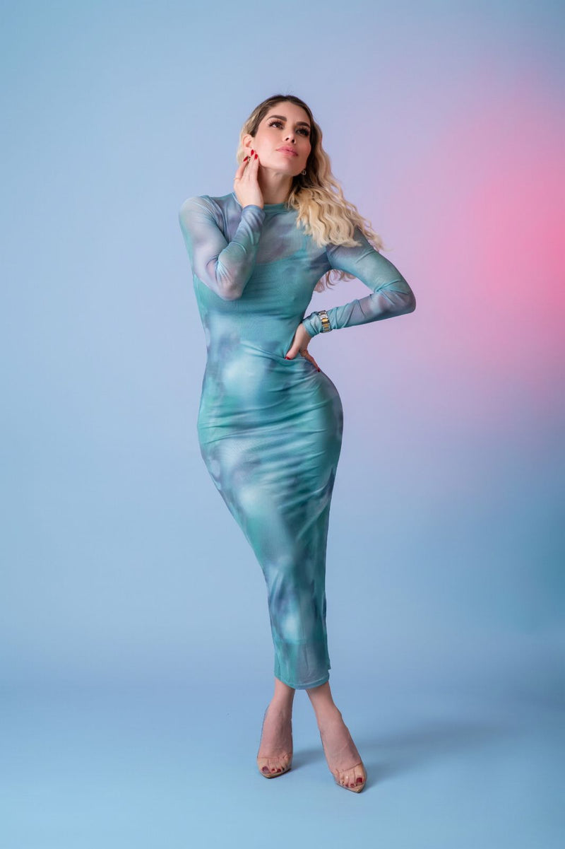 VESTIDO AZUL LAPIZ