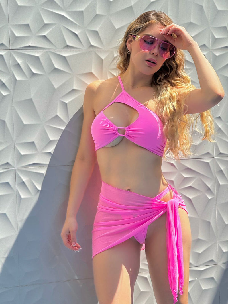 TRAJE DE BAÑO ROSA 3PZ