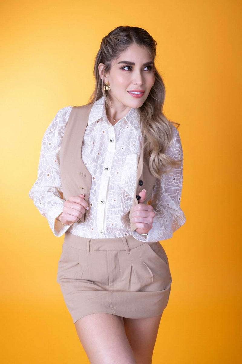 CAMISA BEIGE FLORES CHANEL