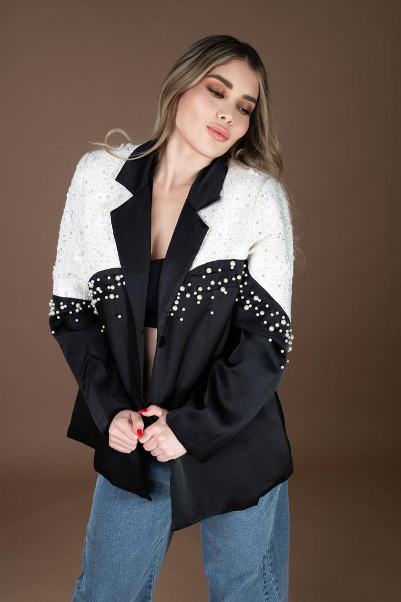 BLAZER NEGRO/BLANCO PERLAS