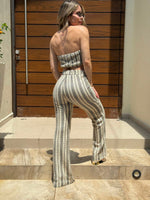 SET TEJIDO BEIGE/NEGRO