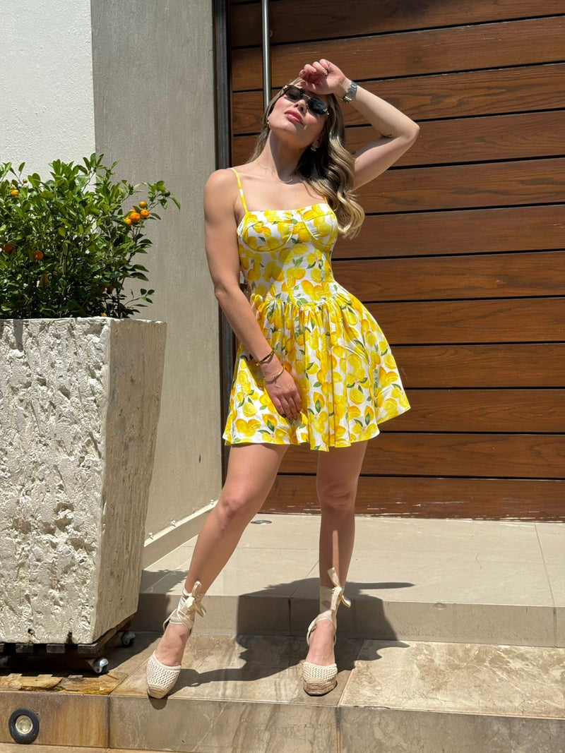 VESTIDO CORTO LIMONES