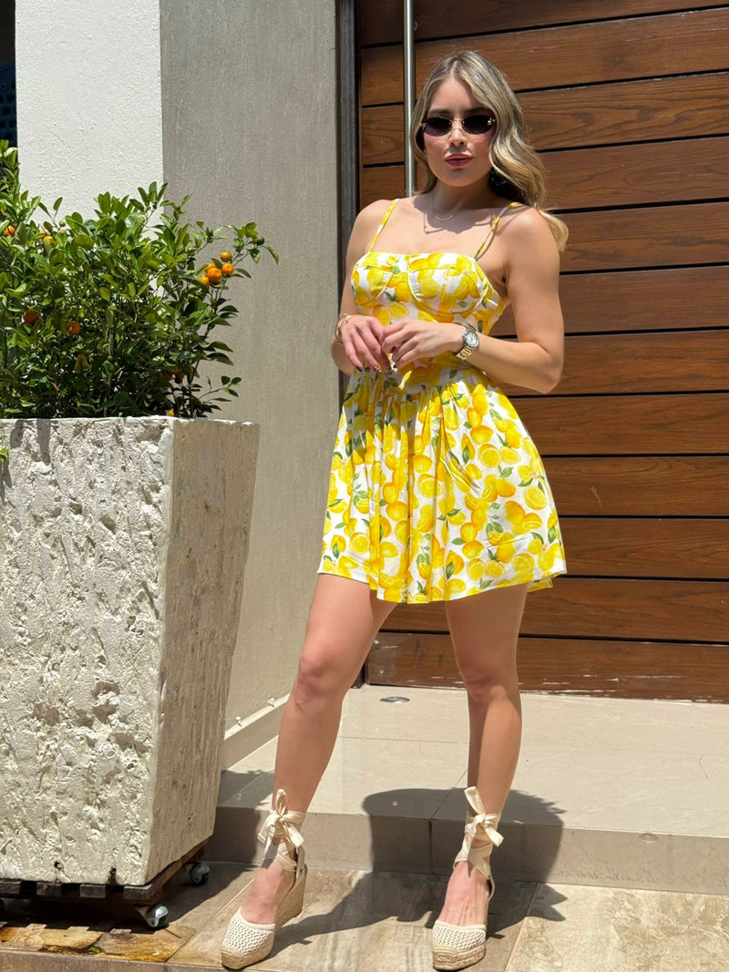 VESTIDO CORTO LIMONES