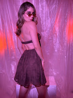 VESTIDO CAFE STRAPLE FLORES