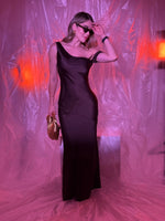 VESTIDO CAFE SATINADO LARGO