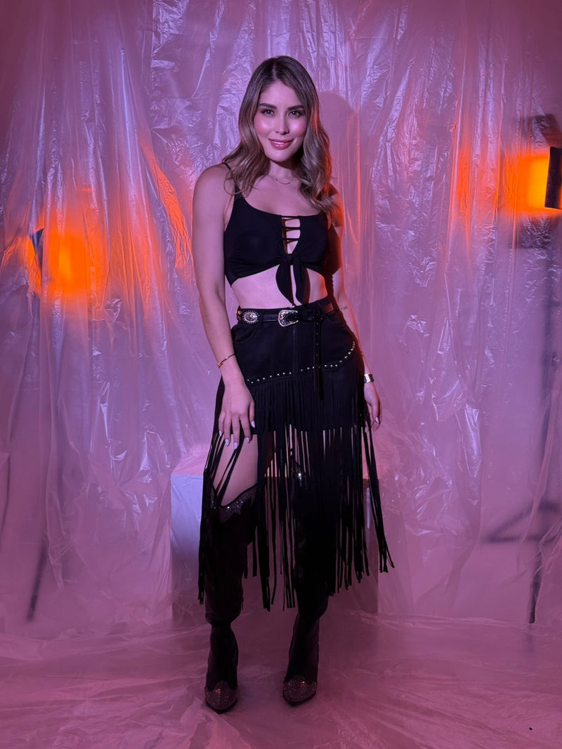 FALDA NEGRA FLECOS