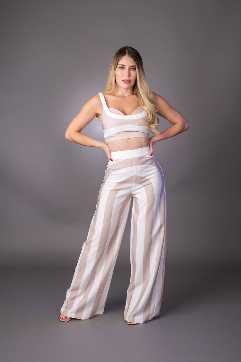 SET BEIGE PANTALON RALLAS