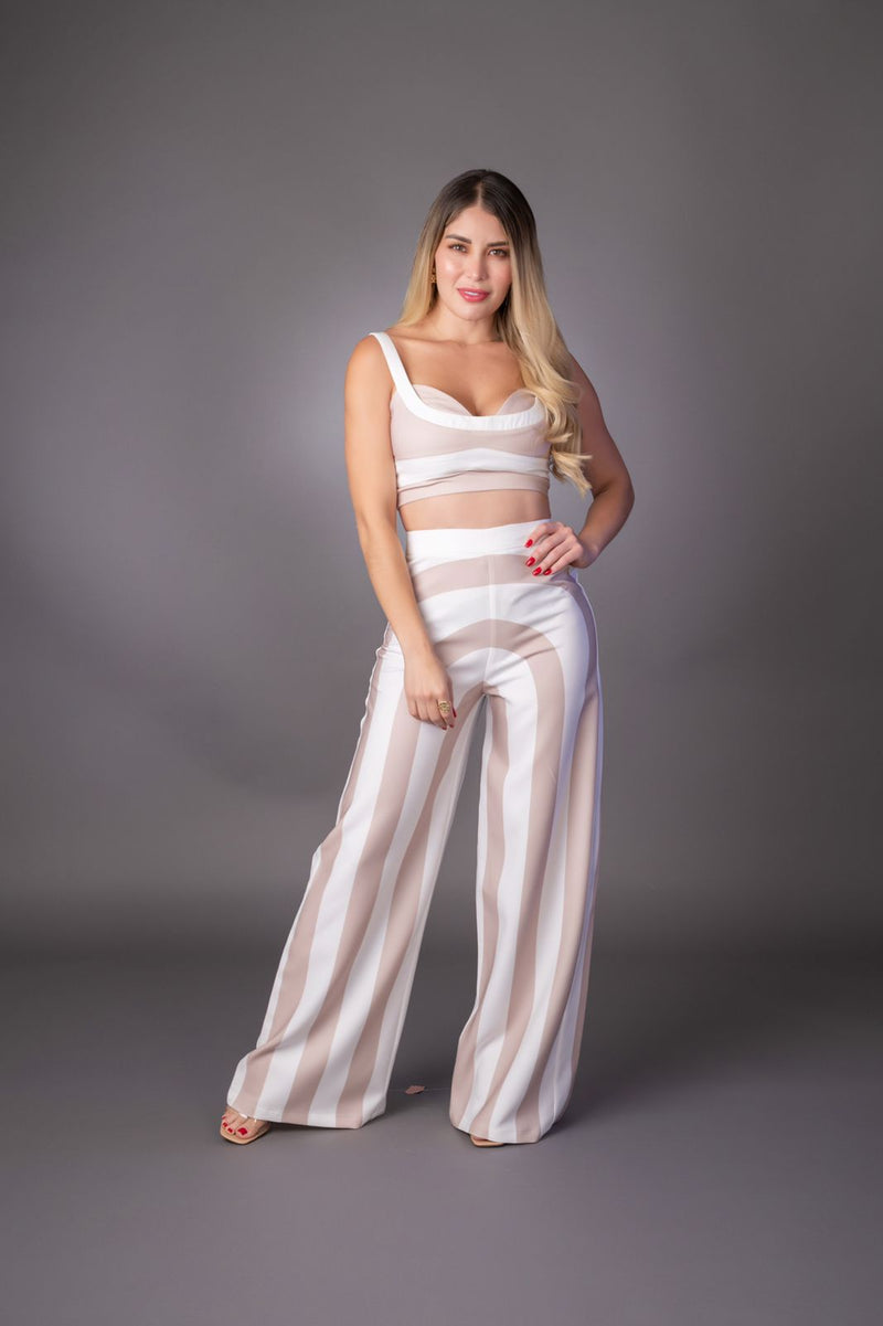 SET BEIGE PANTALON RALLAS