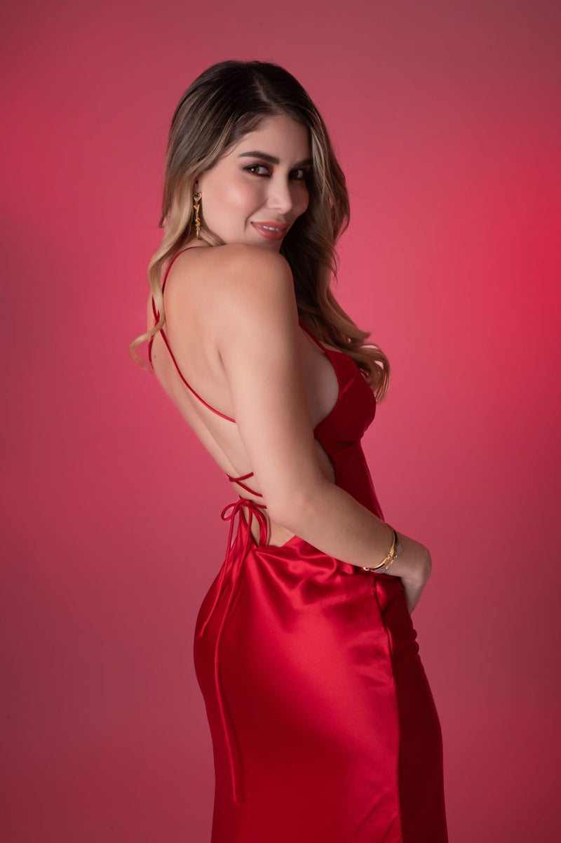 VESTIDO ROJO SATINADO