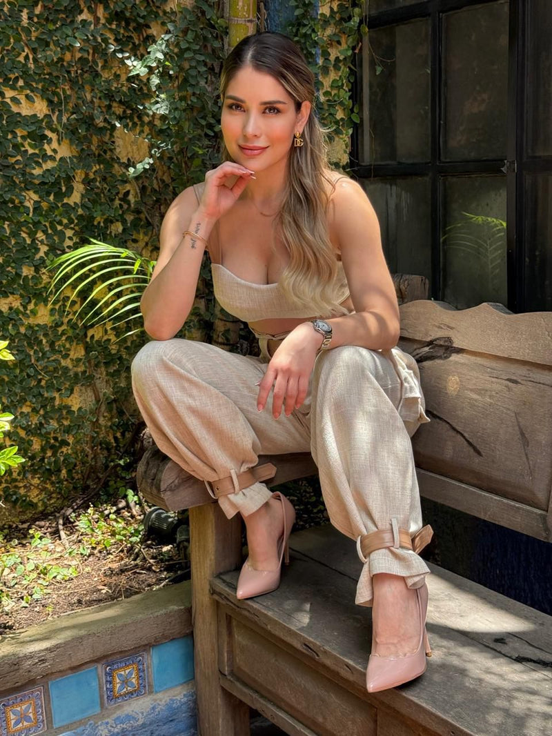 SET BEIGE PANTALON CARGO