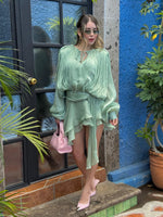 VESTIDO VERDE PLISADO