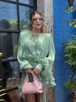 VESTIDO VERDE PLISADO