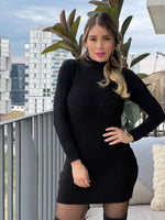 vestido tejido negro tirantes alondra