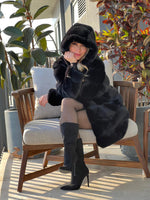 abrigo peluche negro