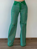 Pantalon verde cristales